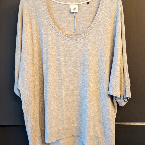 Cabi Gray Center Stage Tee Dolman Sleeve Scoop Neck Short Sleeve Top 5554 XL - Picture 2 of 3